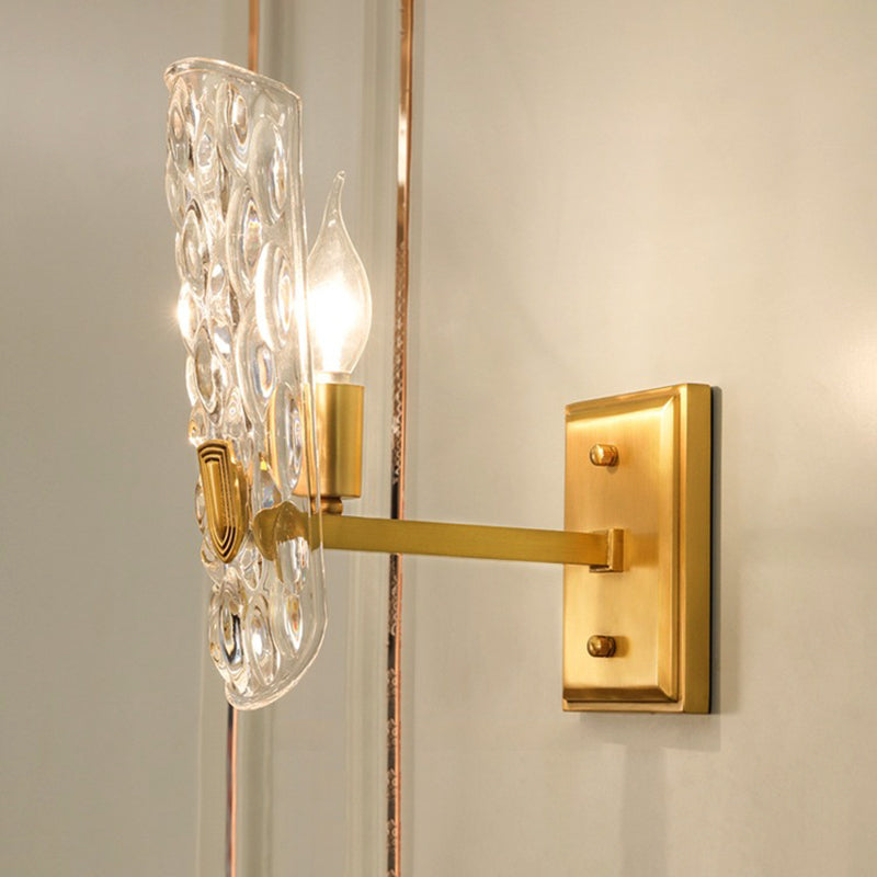 Lampada per parete per pareti in vetro d'acqua trasparente contemporanea lampada da monte a parete in ottone 1/2 luci a forma ovale per il letto