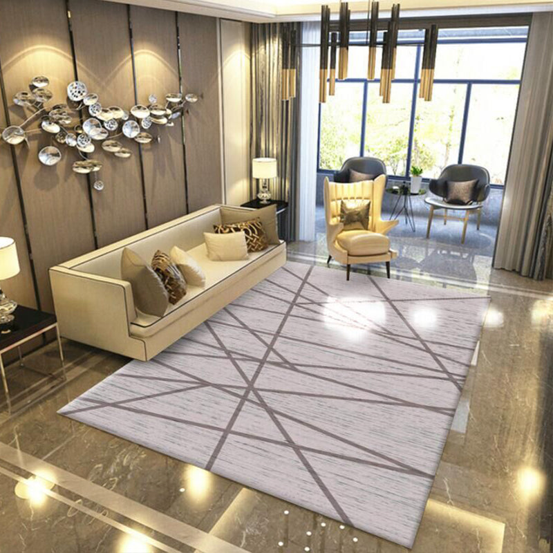 Multi-Color Living Room Rug Simple Geo Printed Carpet Cotton Blend Pet Friendly Machine Washable Rug