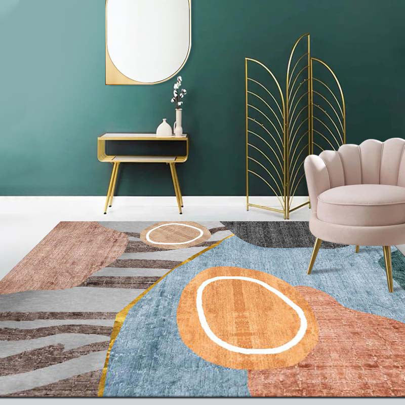 Western Bedroom Rug Multi Colored Geometric Print Carpet Cotton Blend Pet Friendly Easy Care Rug