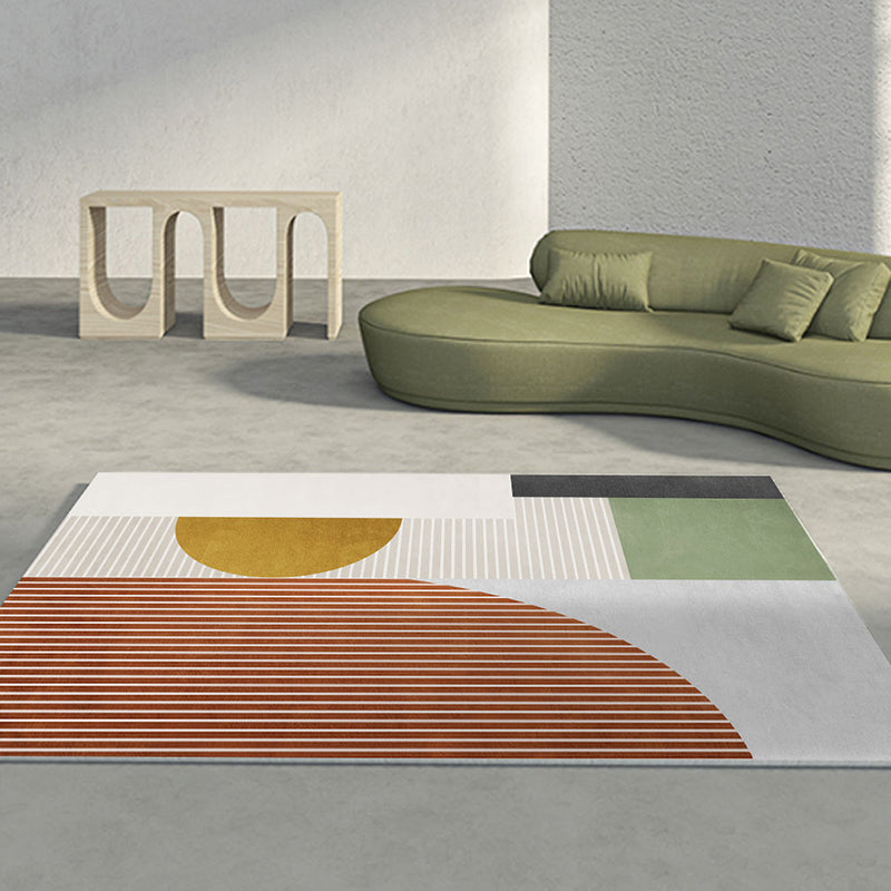 Western Bedroom Rug Multi Colored Geometric Print Carpet Cotton Blend Pet Friendly Easy Care Rug