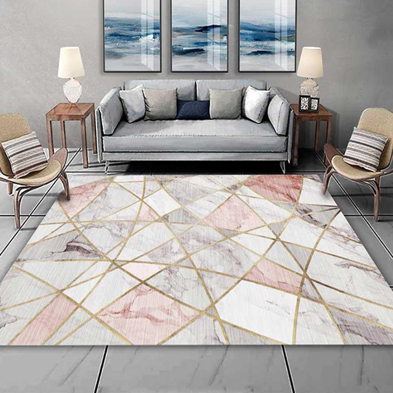 Western Bedroom Rug Multi Colored Geometric Print Carpet Cotton Blend Pet Friendly Easy Care Rug