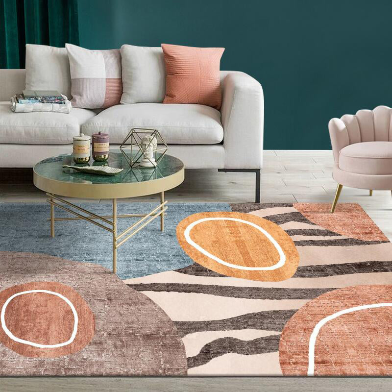 Western Bedroom Rug Multi Colored Geometric Print Carpet Cotton Blend Pet Friendly Easy Care Rug