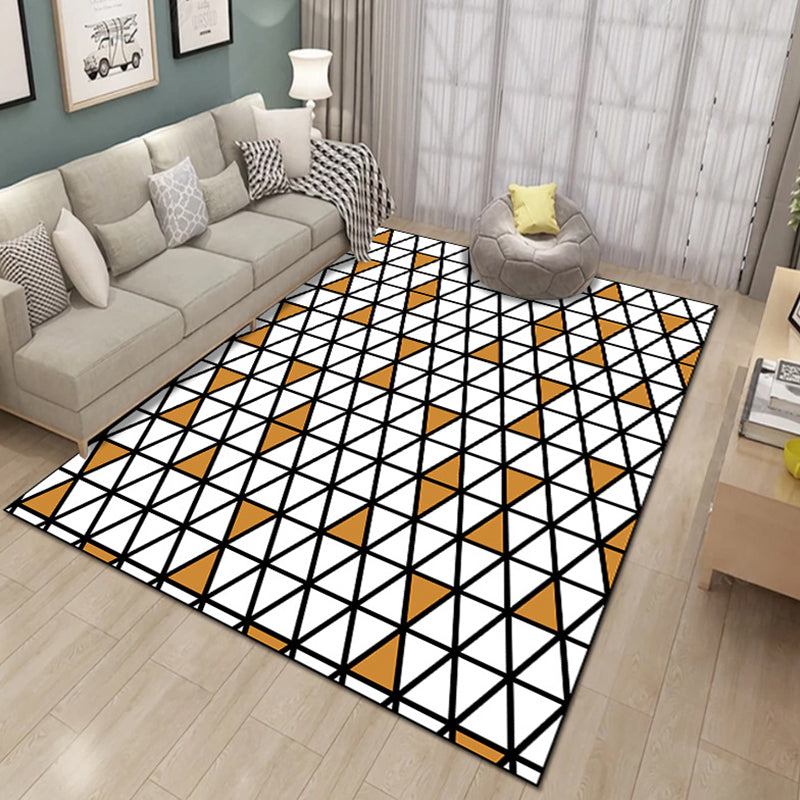 Contemporary Living Room Rug Multi-Colored Geo Patterned Carpet Synthetics Pet Friendly Machine Washable Rug