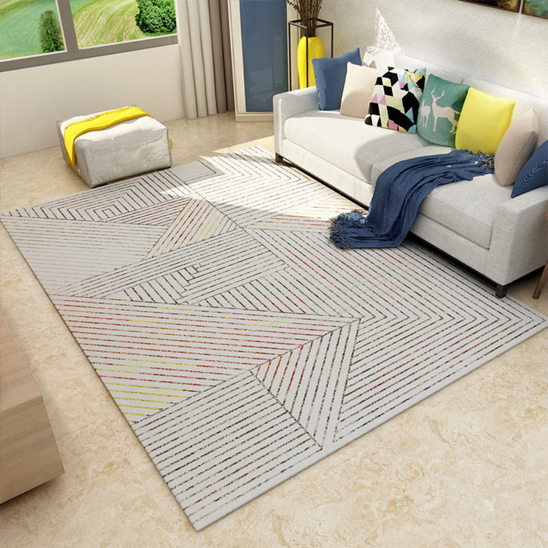 Nordic Abstract Print Rug Multicolor Polyster Area Rug Anti-Slip Backing Stain-Resistant Carpet for Living Room