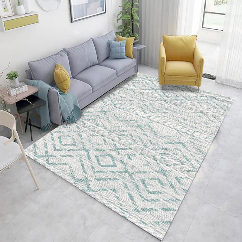 Classic Geo Print Rug Multi Colored Polyster Area Rug Anti-Slip Backing Pet Friendly Washable Carpet for Parlor