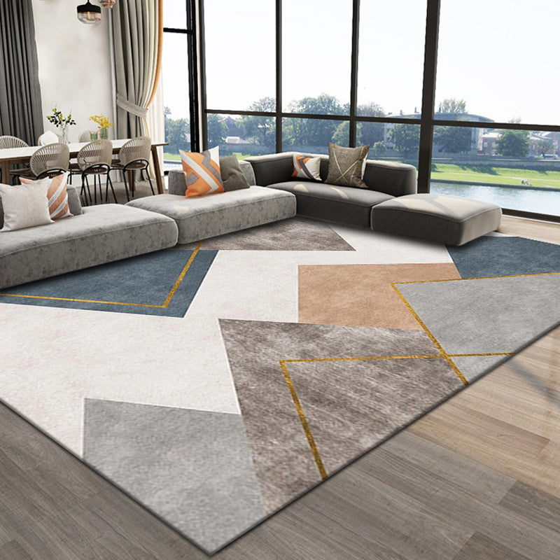 Multi Color Trendy Rug Cotton Blend Geometric Indoor Rug Non-Slip Back Easy Care Area Carpet for Bedroom