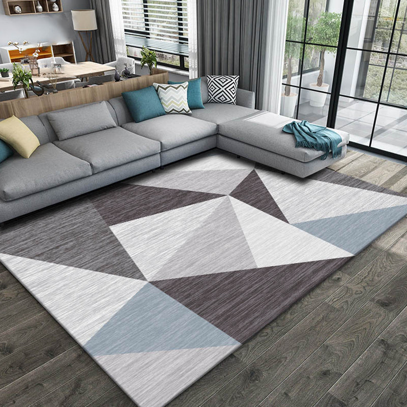 Multi Color Trendy Rug Cotton Blend Geometric Indoor Rug Non-Slip Back Easy Care Area Carpet for Bedroom