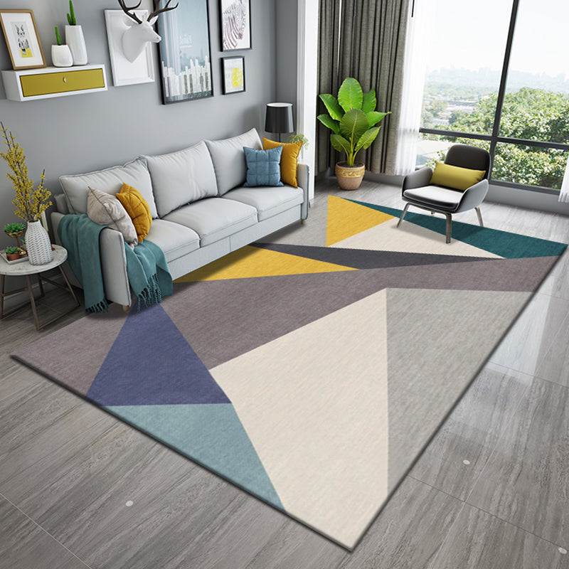 Multi Color Trendy Rug Cotton Blend Geometric Indoor Rug Non-Slip Back Easy Care Area Carpet for Bedroom