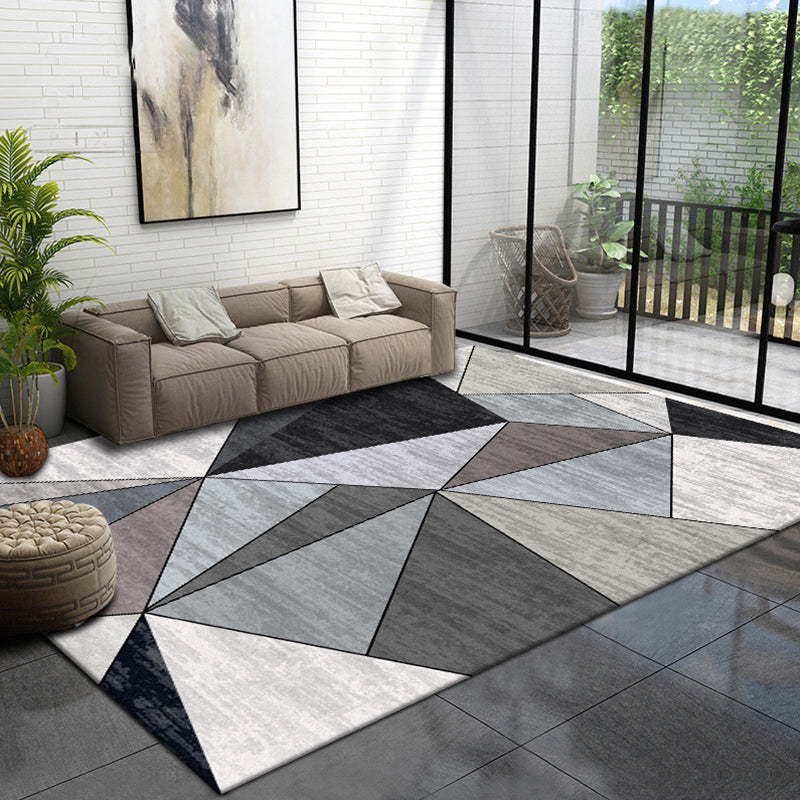 Multi Color Trendy Rug Cotton Blend Geometric Indoor Rug Non-Slip Back Easy Care Area Carpet for Bedroom