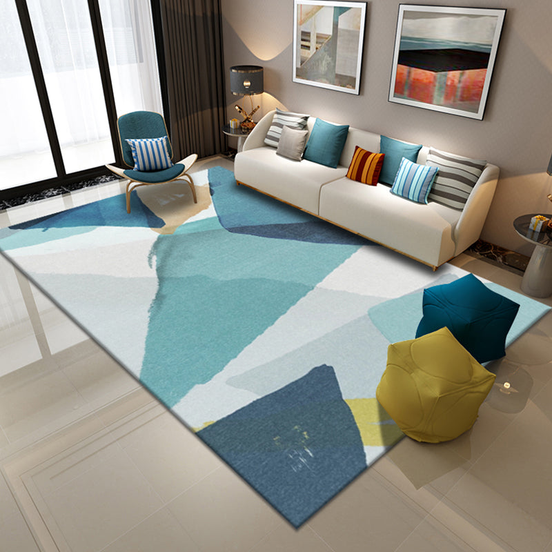 Multi Color Trendy Rug Cotton Blend Geometric Indoor Rug Non-Slip Back Easy Care Area Carpet for Bedroom