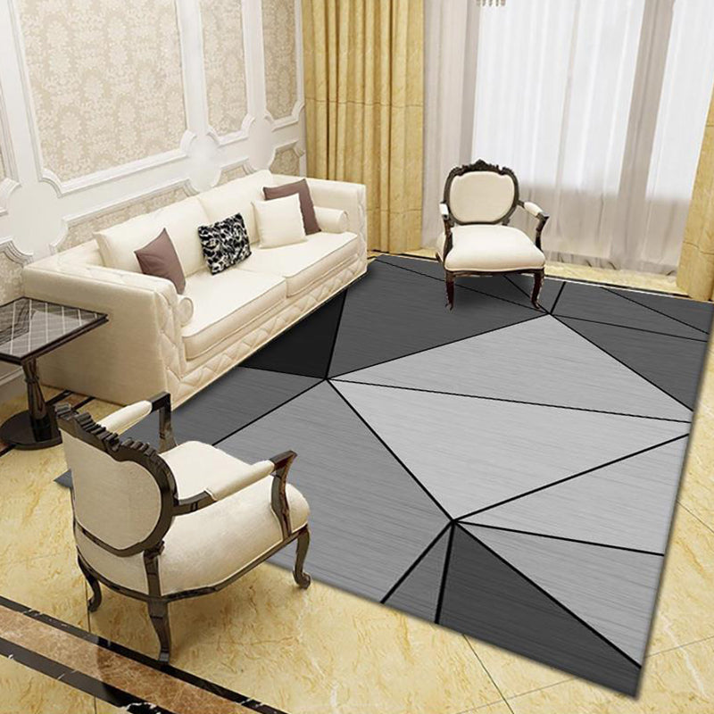 Modern Living Room Rug Multi Colored Geo Print Carpet Polypropylene Anti-Slip Pet Friendly Indoor Rug