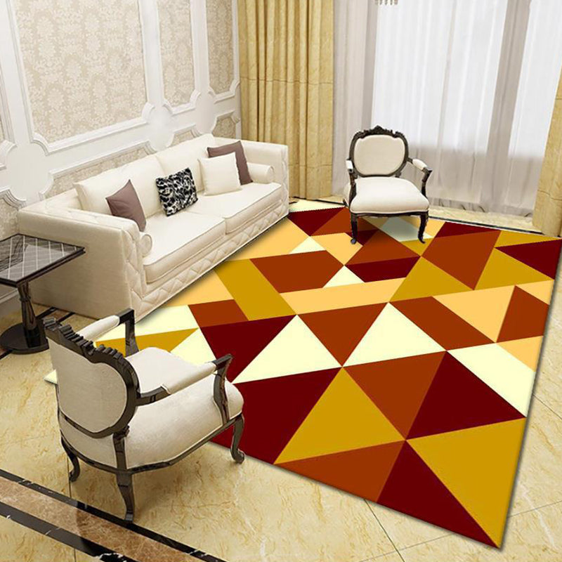 Modern Living Room Rug Multi Colored Geo Print Carpet Polypropylene Anti-Slip Pet Friendly Indoor Rug