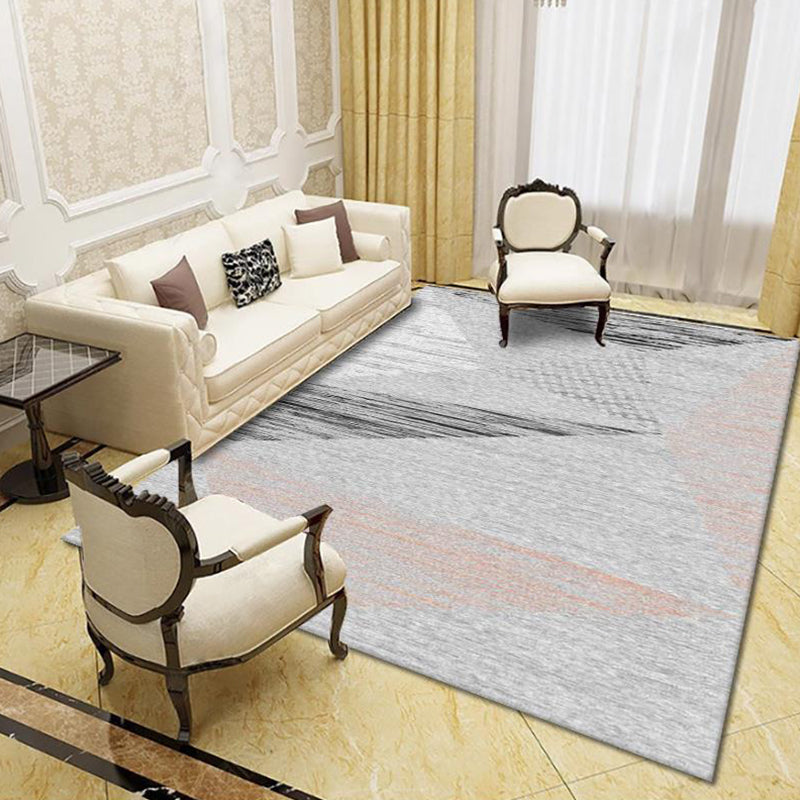 Modern Living Room Rug Multi Colored Geo Print Carpet Polypropylene Anti-Slip Pet Friendly Indoor Rug