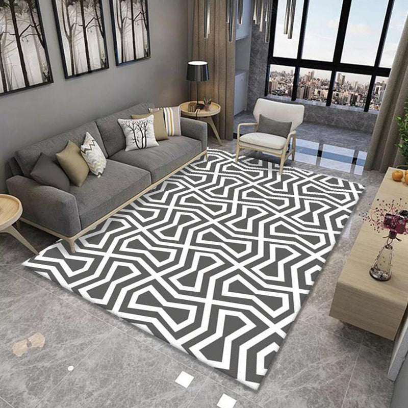 Multi-Colored Minimalist Rug Synthetics Geo Patterned Carpet Non-Slip Washable Indoor Rug for Parlor