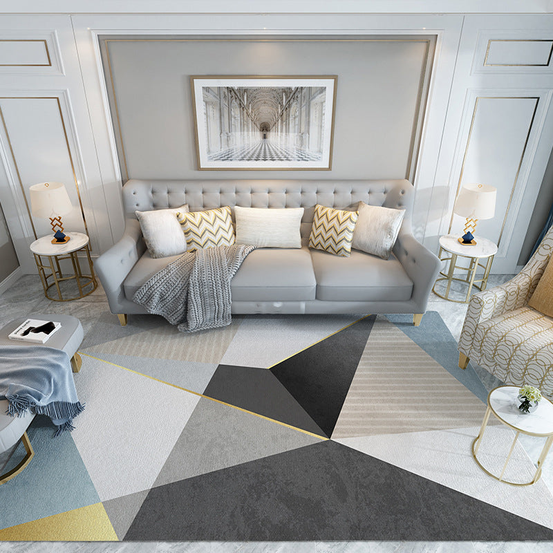 Trendy Home Decor Rug Multi-Color Geometric Area Carpet Polypropylene Anti-Slip Pet Friendly Rug