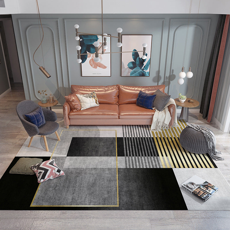 Trendy Home Decor Rug Multi-Color Geometric Area Carpet Polypropylene Anti-Slip Pet Friendly Rug