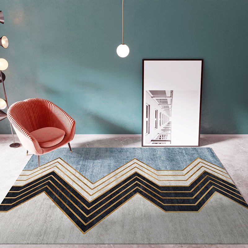 Trendy Home Decor Rug Multi-Color Geometric Area Carpet Polypropylene Anti-Slip Pet Friendly Rug