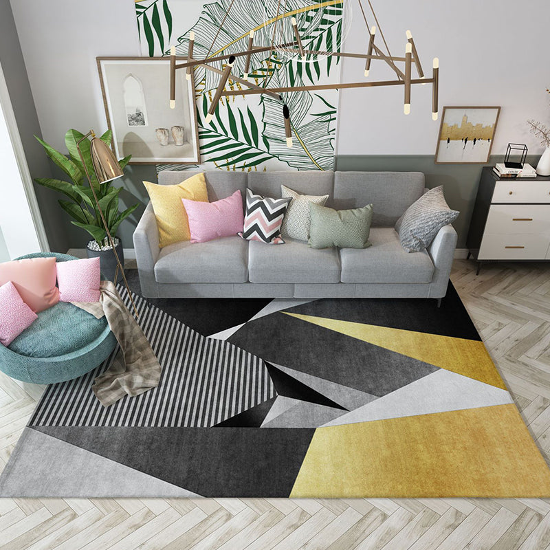 Trendy Home Decor Rug Multi-Color Geometric Area Carpet Polypropylene Anti-Slip Pet Friendly Rug