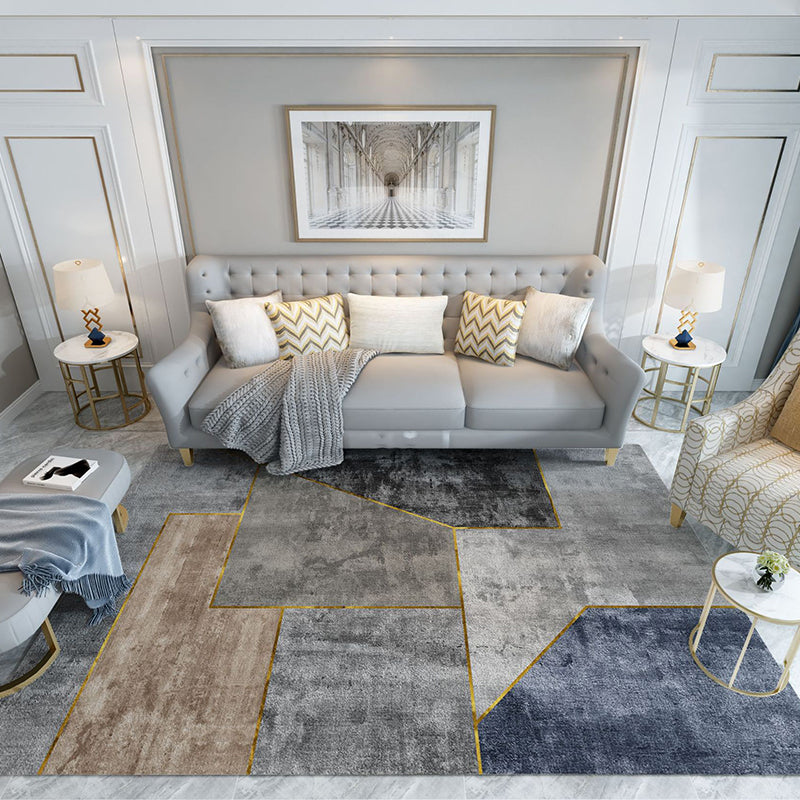 Trendy Home Decor Rug Multi-Color Geometric Area Carpet Polypropylene Anti-Slip Pet Friendly Rug