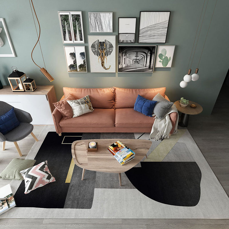 Trendy Home Decor Rug Multi-Color Geometric Area Carpet Polypropylene Anti-Slip Pet Friendly Rug