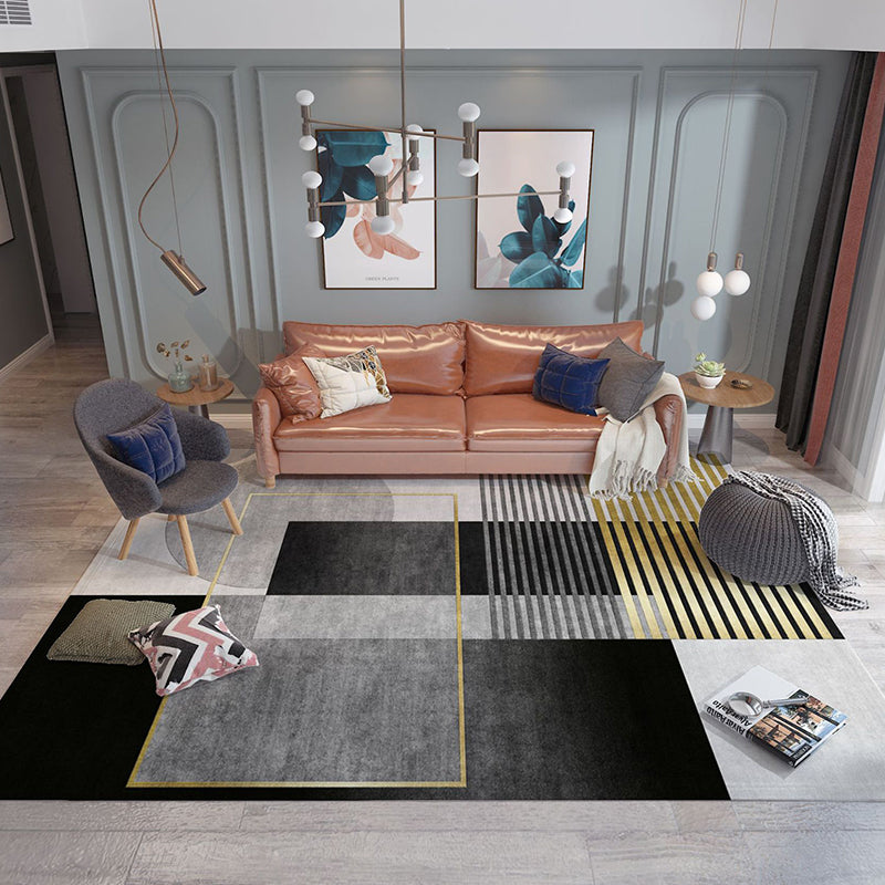 Trendy Home Decor Rug Multi-Color Geometric Area Carpet Polypropylene Anti-Slip Pet Friendly Rug
