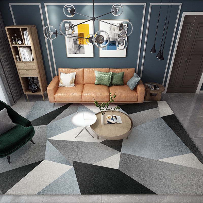 Trendy Home Decor Rug Multi-Color Geometric Area Carpet Polypropylene Anti-Slip Pet Friendly Rug