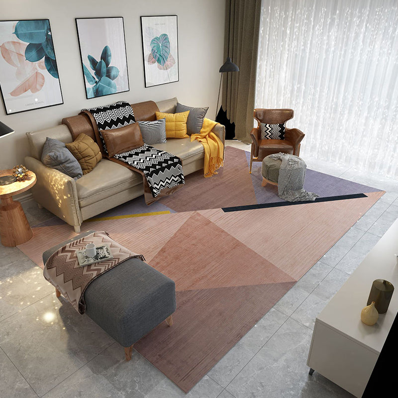 Trendy Home Decor Rug Multi-Color Geometric Area Carpet Polypropylene Anti-Slip Pet Friendly Rug