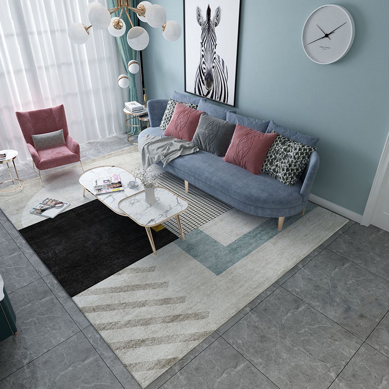 Trendy Home Decor Rug Multi-Color Geometric Area Carpet Polypropylene Anti-Slip Pet Friendly Rug