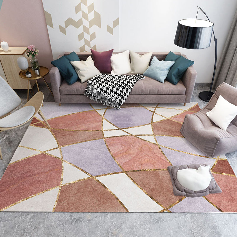 Trendy Home Decor Rug Multi-Color Geometric Area Carpet Polypropylene Anti-Slip Pet Friendly Rug