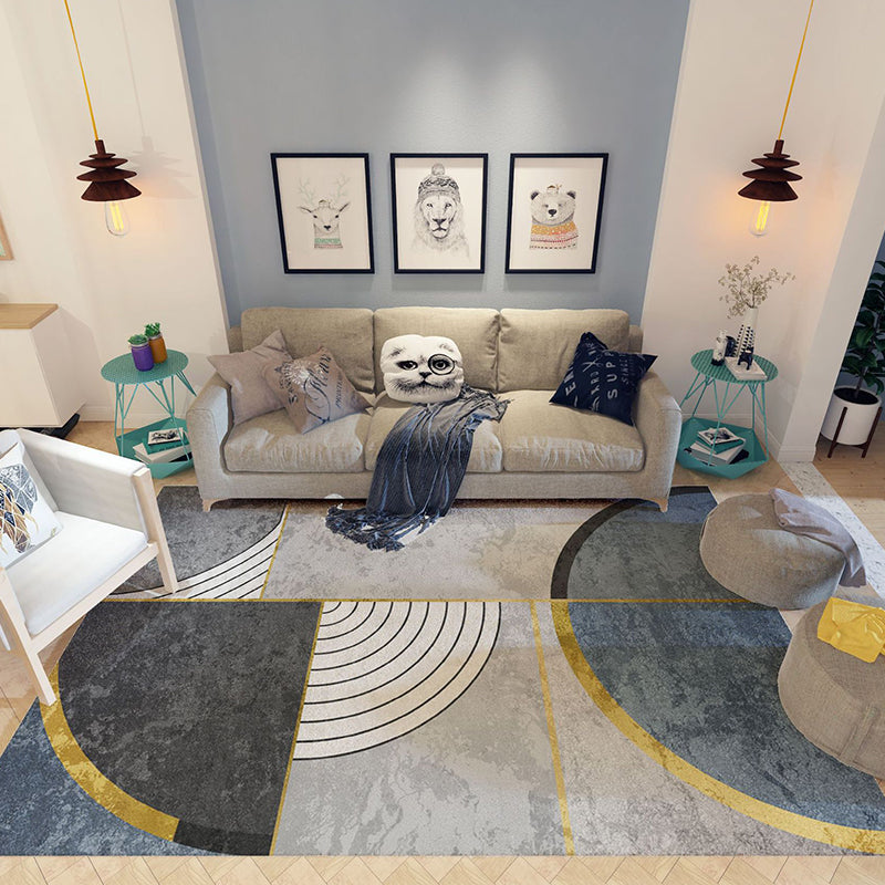Trendy Home Decor Rug Multi-Color Geometric Area Carpet Polypropylene Anti-Slip Pet Friendly Rug