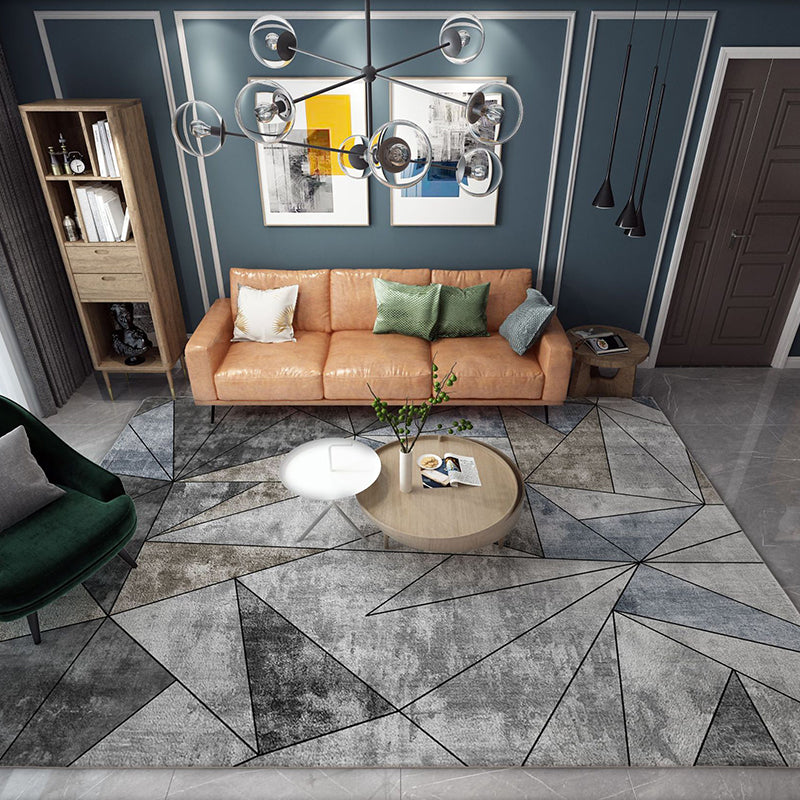 Trendy Home Decor Rug Multi-Color Geometric Area Carpet Polypropylene Anti-Slip Pet Friendly Rug