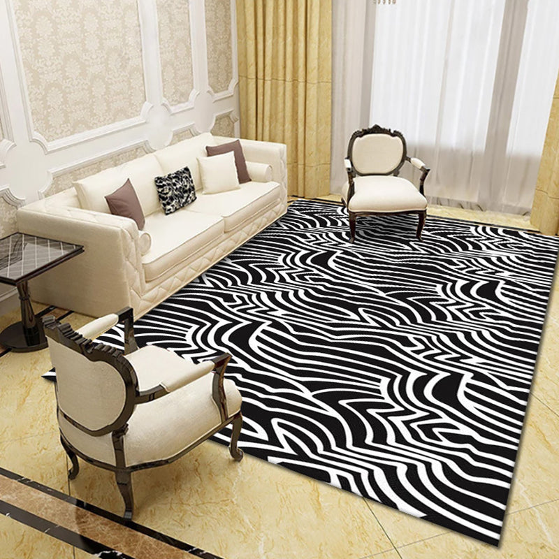 Contemporary Living Room Rug Multicolor Geo Printed Area Rug Polyster Pet Friendly Easy Care Carpet