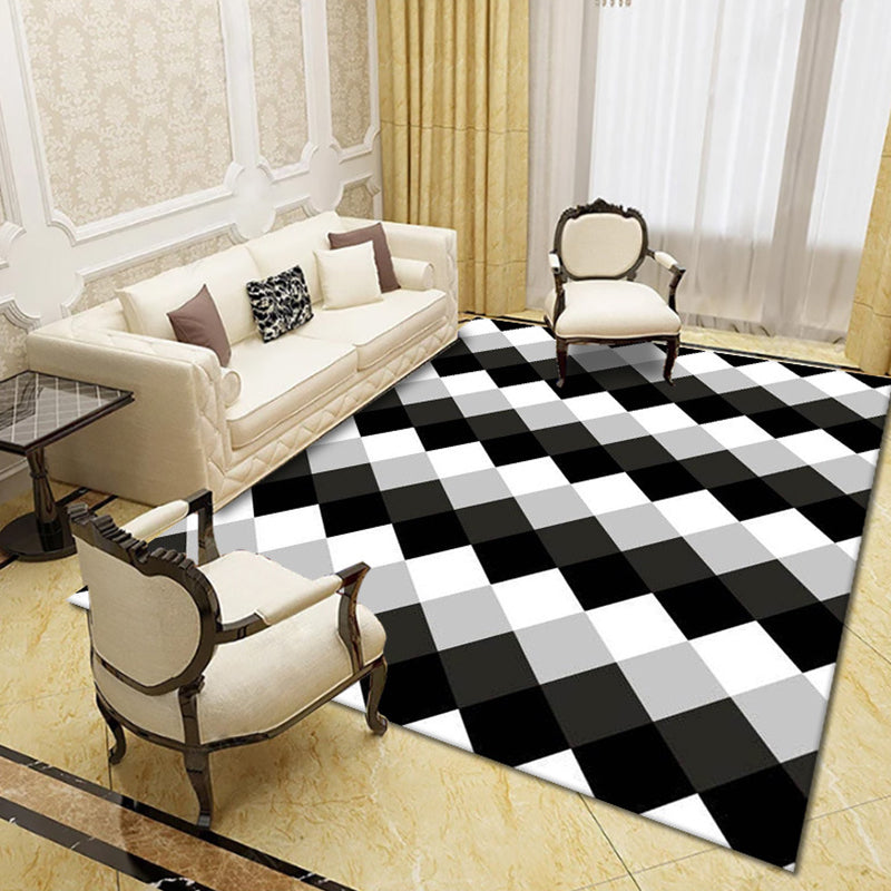 Contemporary Living Room Rug Multicolor Geo Printed Area Rug Polyster Pet Friendly Easy Care Carpet