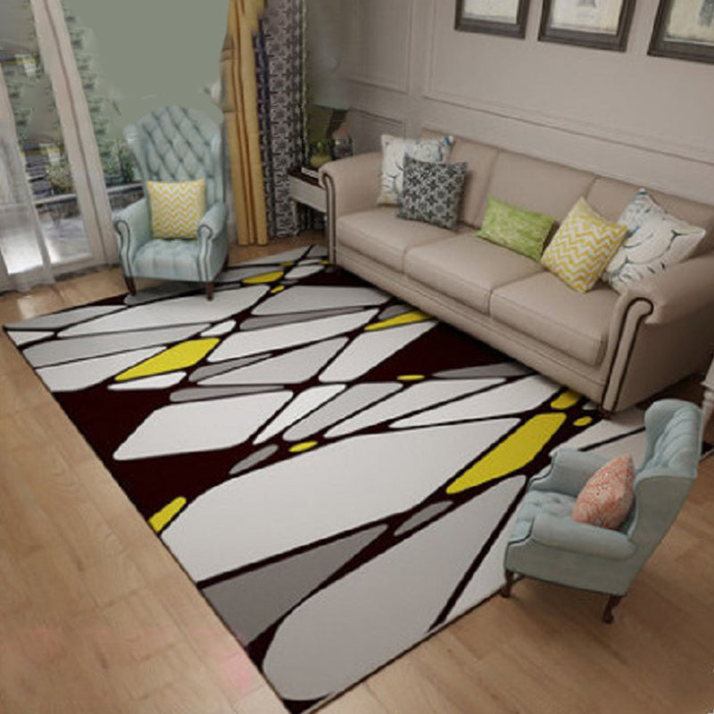 Chinese Parlor Rug Multi-Color Geo Pattern Carpet Polyster Non-Slip Backing Pet Friendly Indoor Rug
