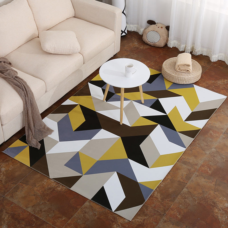Moderner Teppich mit geometrischem Muster, mehrfarbiger Polypropylen-Innenteppich, rutschfester, maschinenwaschbarer Teppich zur Dekoration