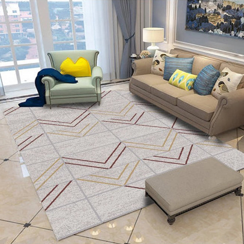 Multi Color Nordic Rug Polyster Geo Printed Area Rug Non-Slip Backing Pet Friendly Easy Care Rug for Parlor