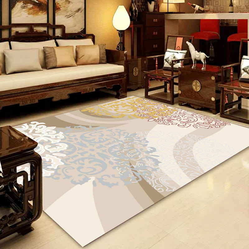 Multi Color Nordic Rug Polyster Geo Printed Area Rug Non-Slip Backing Pet Friendly Easy Care Rug for Parlor