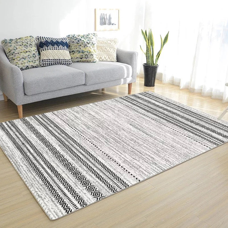 Multi Color Nordic Rug Polyster Geo Printed Area Rug Non-Slip Backing Pet Friendly Easy Care Rug for Parlor