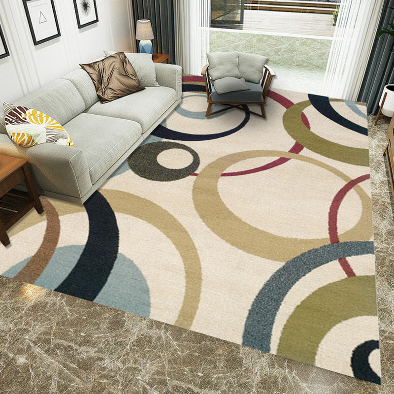 Multi Color Nordic Rug Polyster Geo Printed Area Rug Non-Slip Backing Pet Friendly Easy Care Rug for Parlor