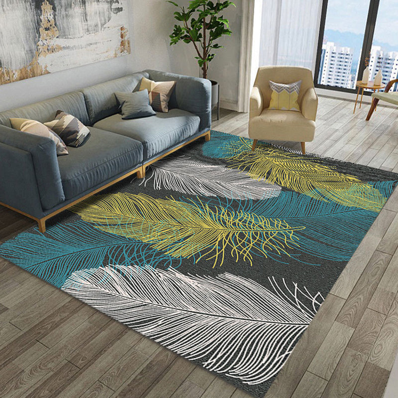 Multi Color Nordic Rug Polyster Geo Printed Area Rug Non-Slip Backing Pet Friendly Easy Care Rug for Parlor