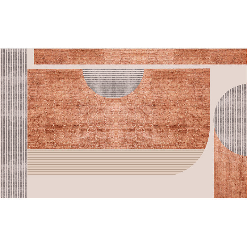 Modern Living Room Rug Multi Colored Geometric Print Area Carpet Cotton Blend Non-Slip Rug