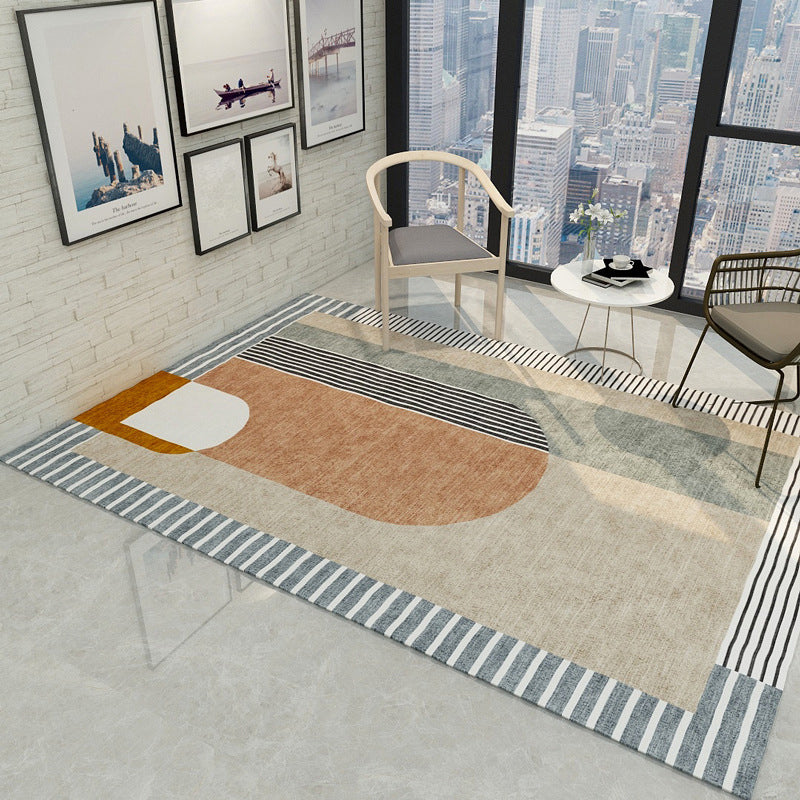 Casual Multicolor Geo Rug Cotton Blend Contemporary Area Carpet Pet Friendly Machine Washable Rug for Decoration