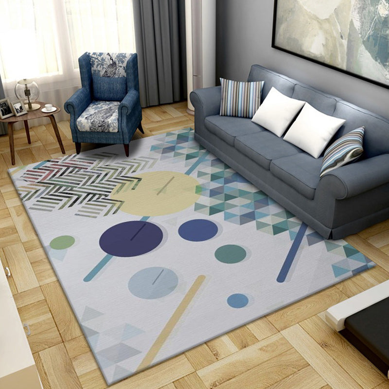Scandinavian Abstract Pattern Rug Multi Color Polyster Area Carpet Anti-Slip Backing Easy Care Rug for Parlor