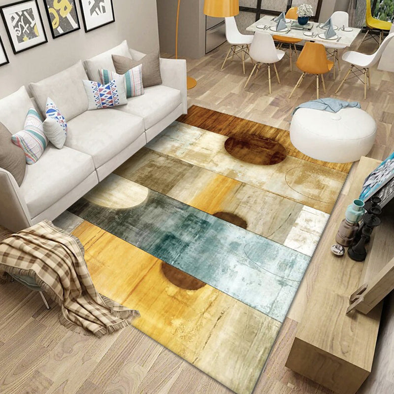 Scandinavian Abstract Pattern Rug Multi Color Polyster Area Carpet Anti-Slip Backing Easy Care Rug for Parlor