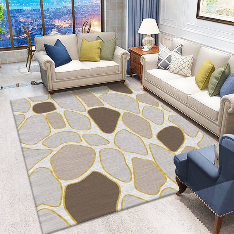 Scandinavian Abstract Pattern Rug Multi Color Polyster Area Carpet Anti-Slip Backing Easy Care Rug for Parlor