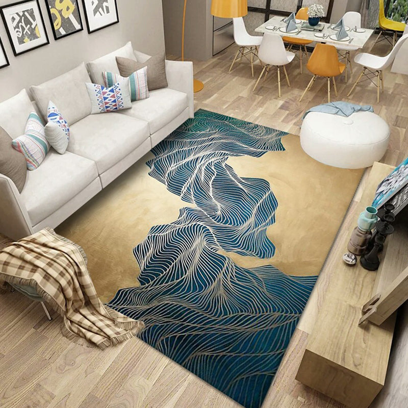 Scandinavian Abstract Pattern Rug Multi Color Polyster Area Carpet Anti-Slip Backing Easy Care Rug for Parlor