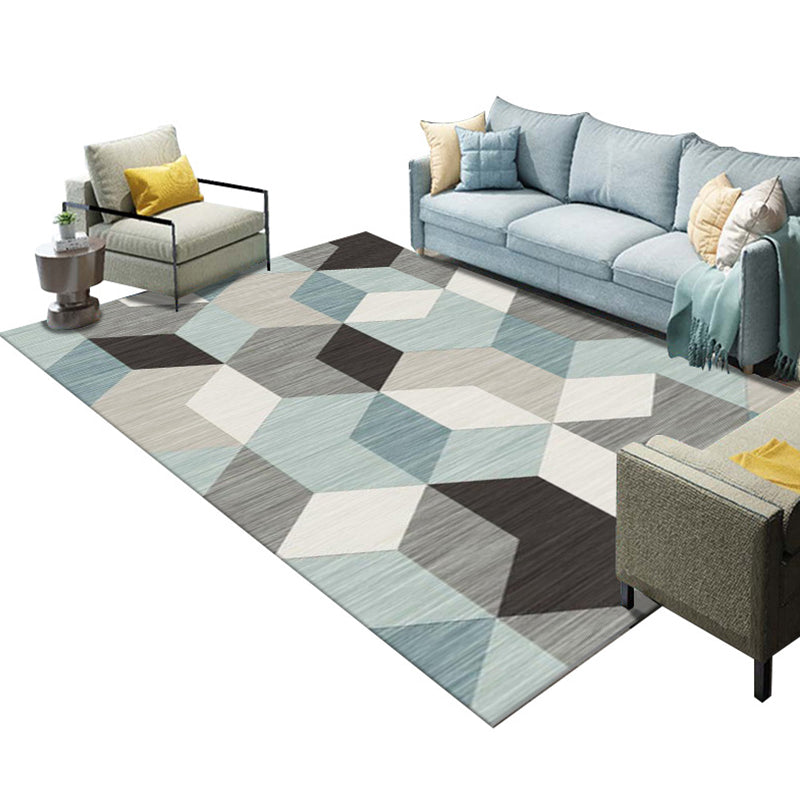 Multi Colored Bedroom Rug Luxury Geo Printed Area Rug Polypropylene Non-Slip Washable Carpet