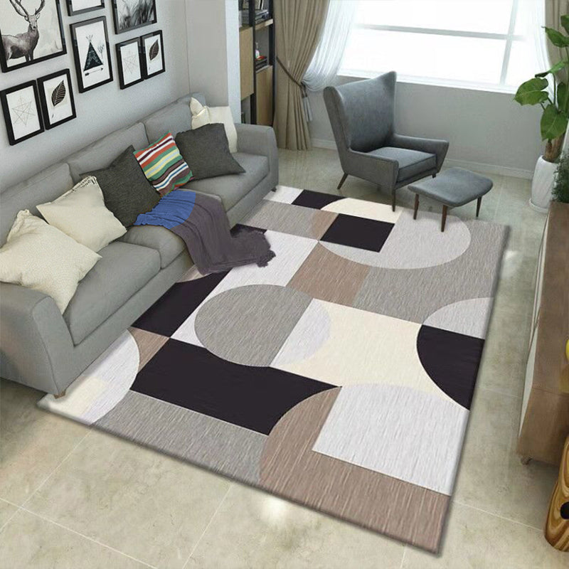 Multi Colored Bedroom Rug Luxury Geo Printed Area Rug Polypropylene Non-Slip Washable Carpet