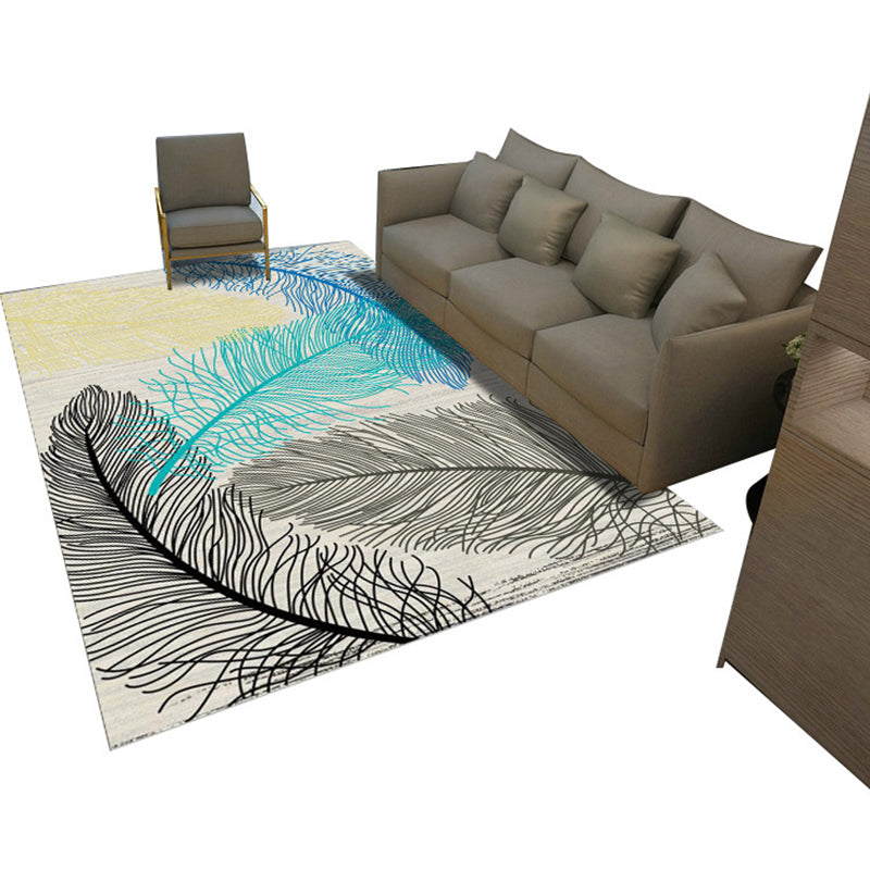 Casual Living Room Rug Multi Color Geo Printed Area Carpet Polypropylene Anti-Slip Washable Rug