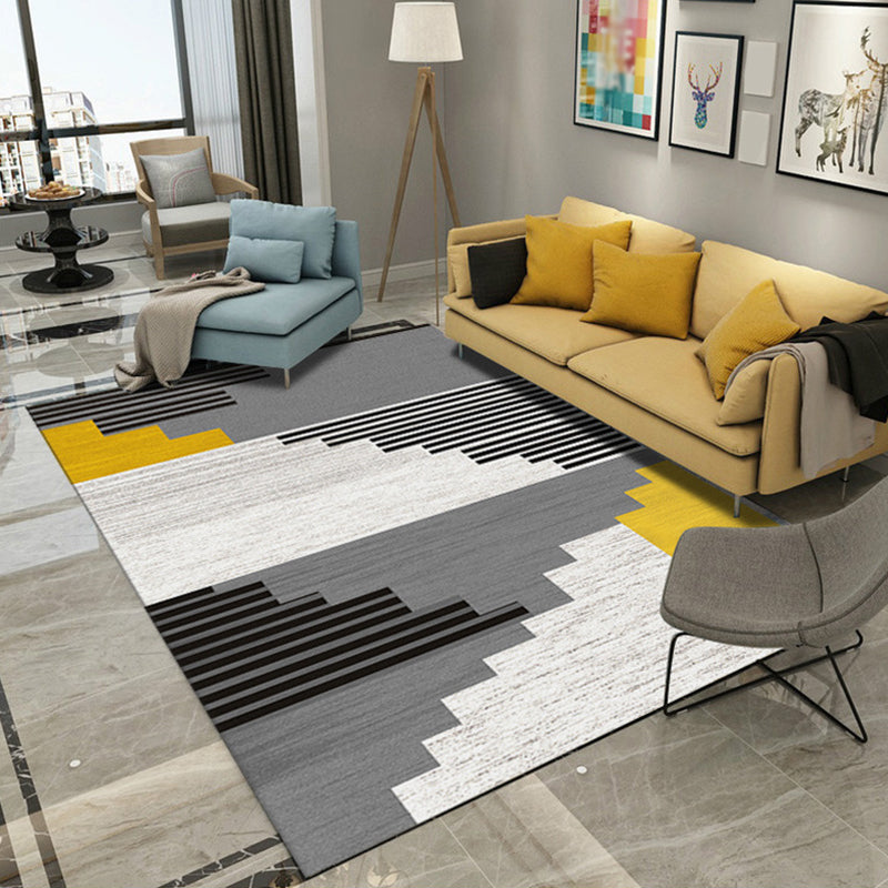 Casual Living Room Rug Multi Color Geo Printed Area Carpet Polypropylene Anti-Slip Washable Rug